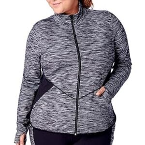 Rainbeau Curves 18/20 2X Space Dye Gray White Full Zip Performance Jacket EUC